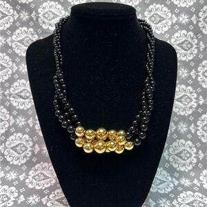 Elegant Vintage Napier Black and Gold Beaded Necklace